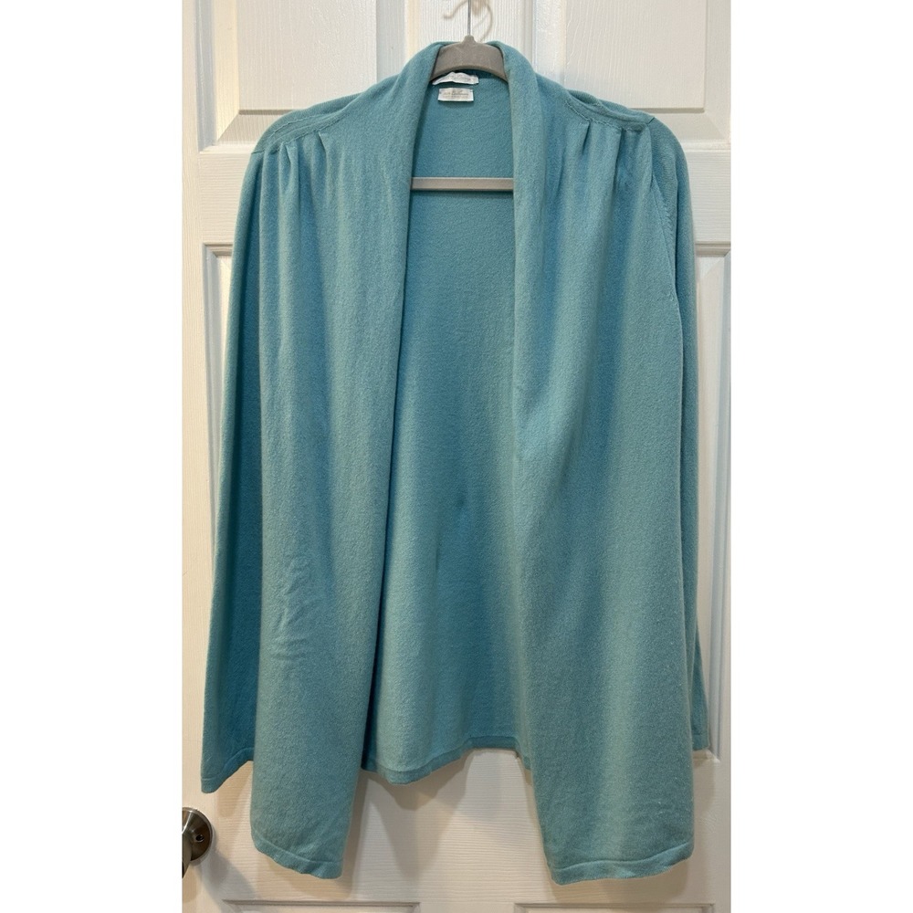 John Laing 100% Cashmere Cardigan Sweater Sz 38 US Med. Aqua Made In Scotland